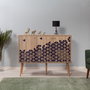 Hanah Home Mega-123 Consola Roble Sonoma, Tablero Partículas Melamina, Patas Carpe, Asas Metal/Cuerda, 120x90x36 cm